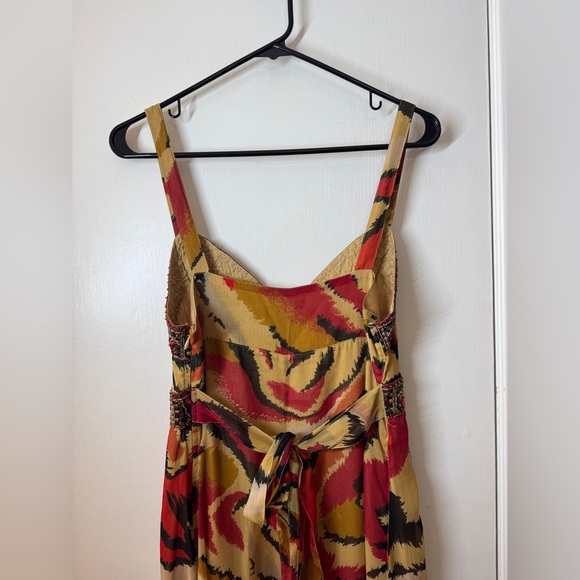 NWT Vintage Y2K Rocha. John Rocha Beaded Red Cream Sleeveless Slip Maxi Dress 14 - Picture 10 of 16